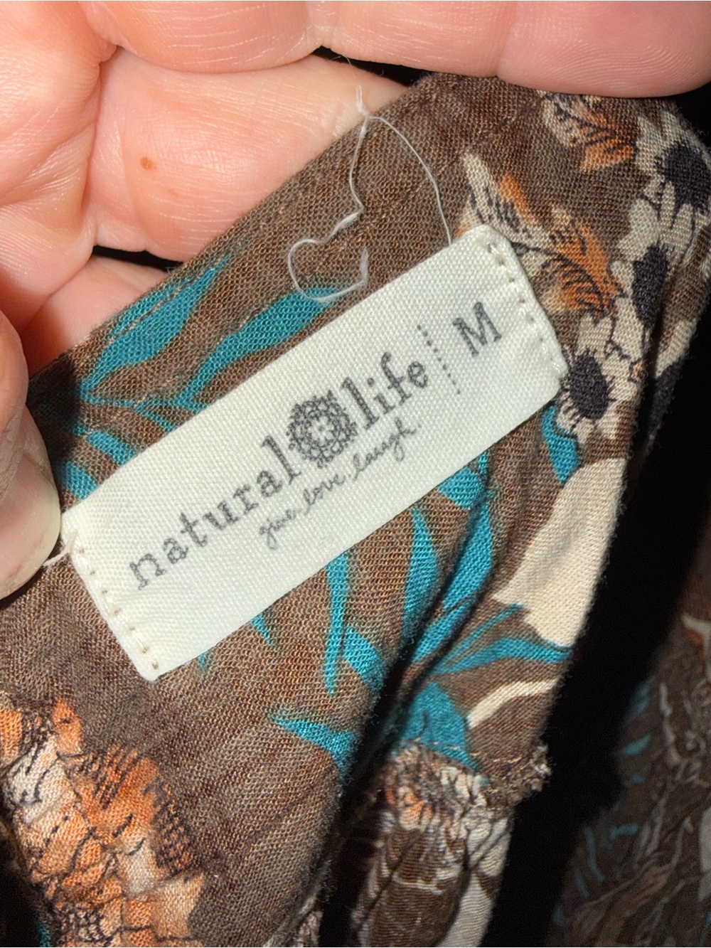 NATURAL LIFE Brown Floral Maxi Dress with Teal and Cream Print - Picture 3 of 4